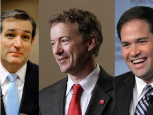 Left to Right: Senators Ted Cruz (R-TX), Rand Paul (R-KY), Marco Rubio (R-FL)