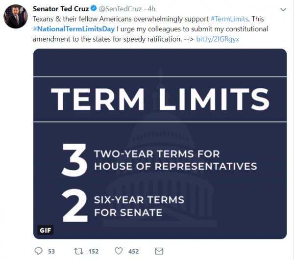 Ted Cruz tweets on National Term Limits Day