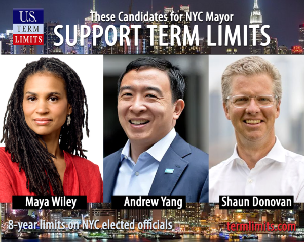 Democratic NYC Candidates for Mayor Maya Wiley, Andrew Yang, and Shaun Donovan sign term limits pledge